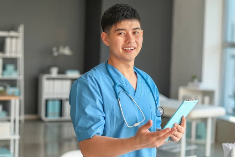 Male nurse smiling