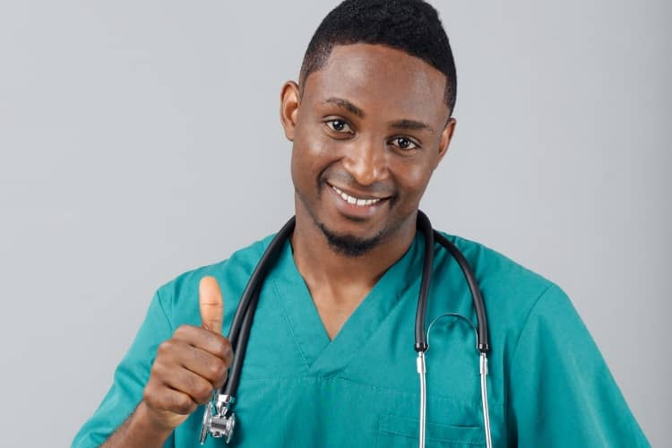 Nurse giving a thumbs up